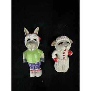 1993 Shari Lewis Lamb Chop & Charlie Horse ,set Of 2 Mini 2.5” Toy Figures,